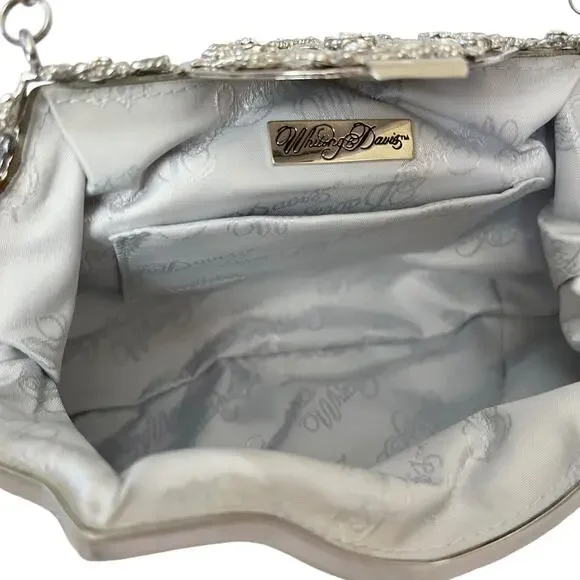 Vintage Whiting & Davis Silver Ombre Metal Mesh Crystal Wedding Evening Bag - Picture 4 of 10